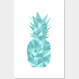Pineapple Geometric (Blue Ice) Posters and Art